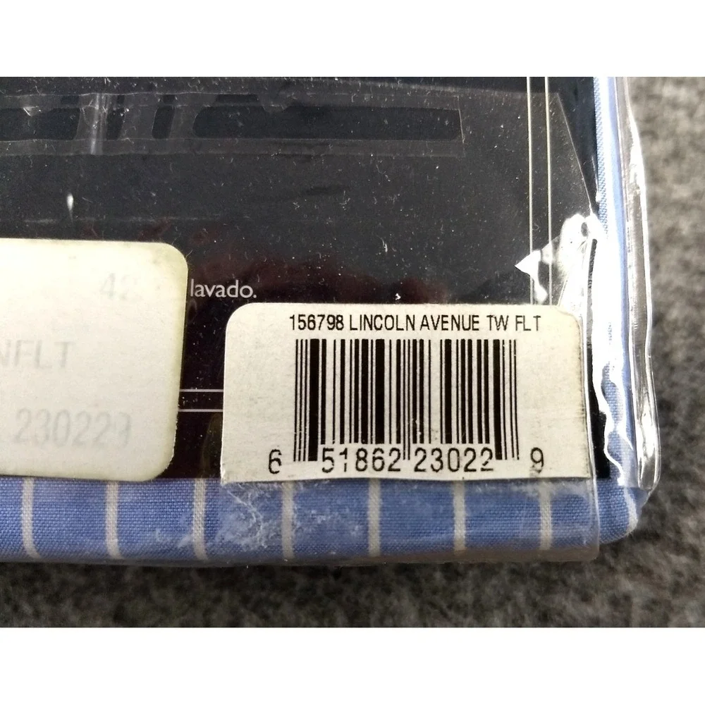 Tommy Hilfiger Twin Flat Sheet 100% Cotton Lincoln Ave Blue White Stripe NOS NEW